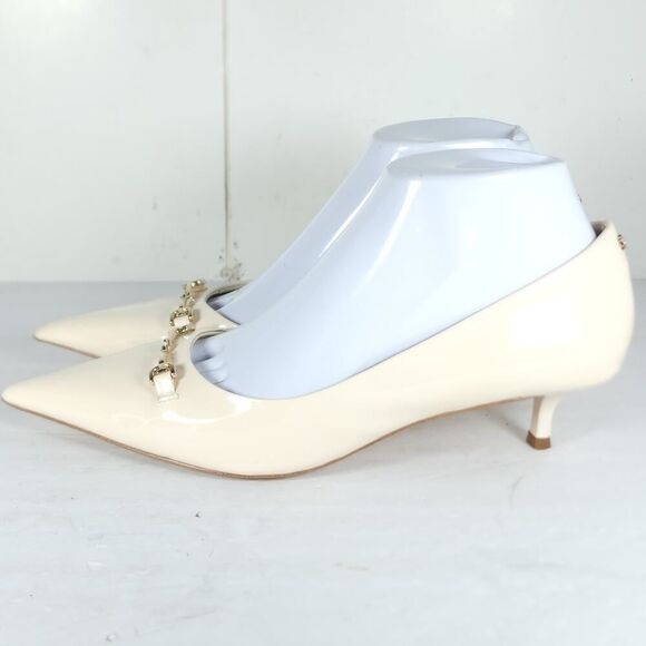 Sam Edelman Women's Kaya US7 Off White Leather Pointed Toe Kitten Heel Pump - Picture 2 of 16